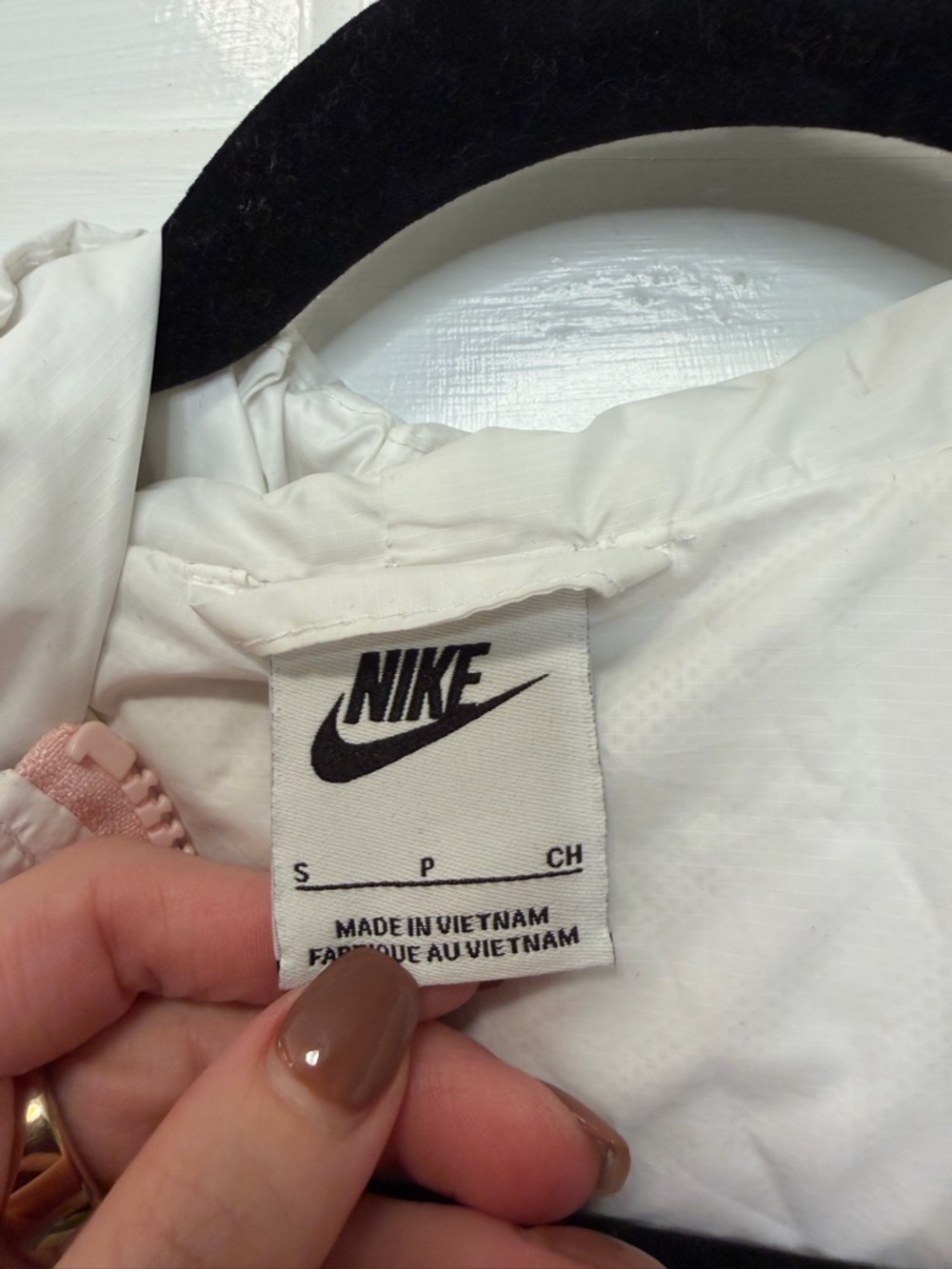 Nike Pink White Windbreaker Jacket Hooded Full Zip Lightweight Size Small - Picture 6 of 8